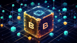 Blockchain technology, the foundation of cryptocurrencies, visualized as a decentralized network of interconnected blocks, showcasing data security, transp