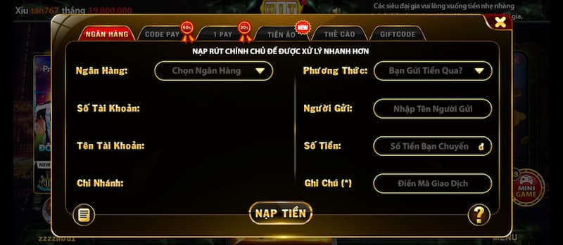 Nạp tiền Hitclub để chơi game bài đổi thưởng